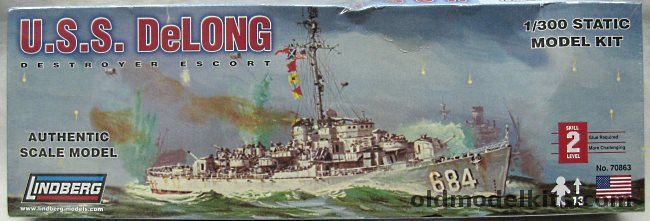 Lindberg 1/300 USS DeLong DE684 Destroyer Escort (Rudderow Class), 70863 plastic model kit